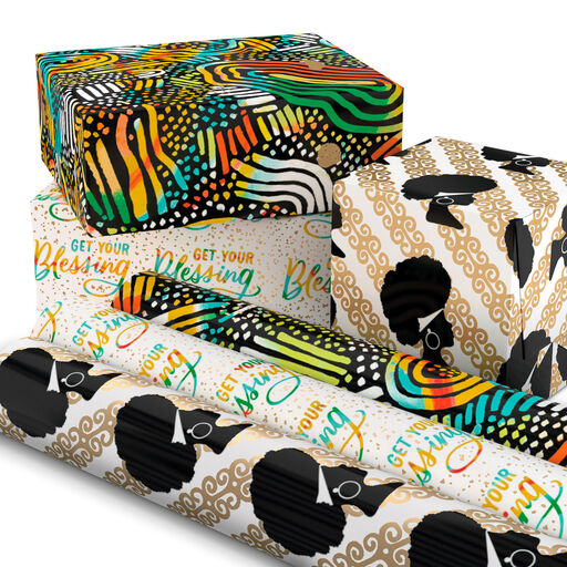Get Your Blessing 3-Pack Assorted Wrapping Paper, 75 sq. ft. total, 