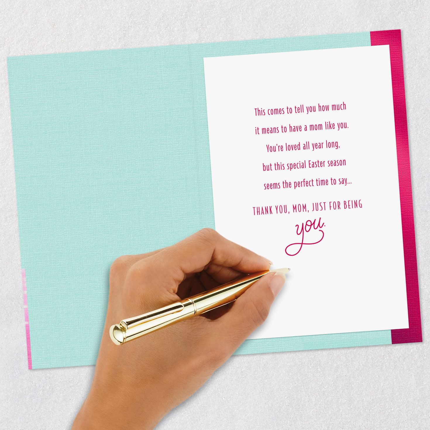 Brown and White Bunny in Egg Easter Card for Mom Signing card image number 6