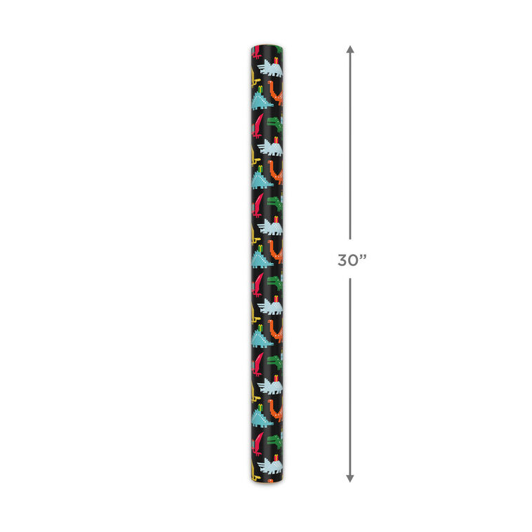 8-Bit Dinosaurs Birthday Wrapping Paper, 20 sq. ft., , large image number 5