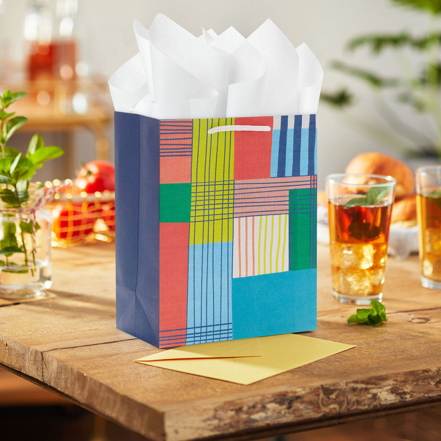 Colorful Plaid Medium Gift Bag in use image number 2