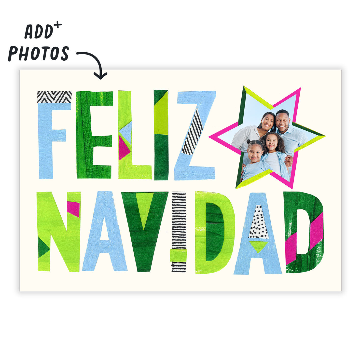 Colored Letters Star Feliz Navidad Card Card Front indicating personalization image number 2