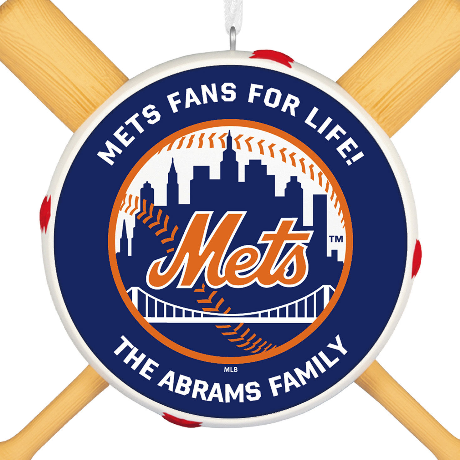 New York Mets Personalized Text Ornament closeup view image number 6