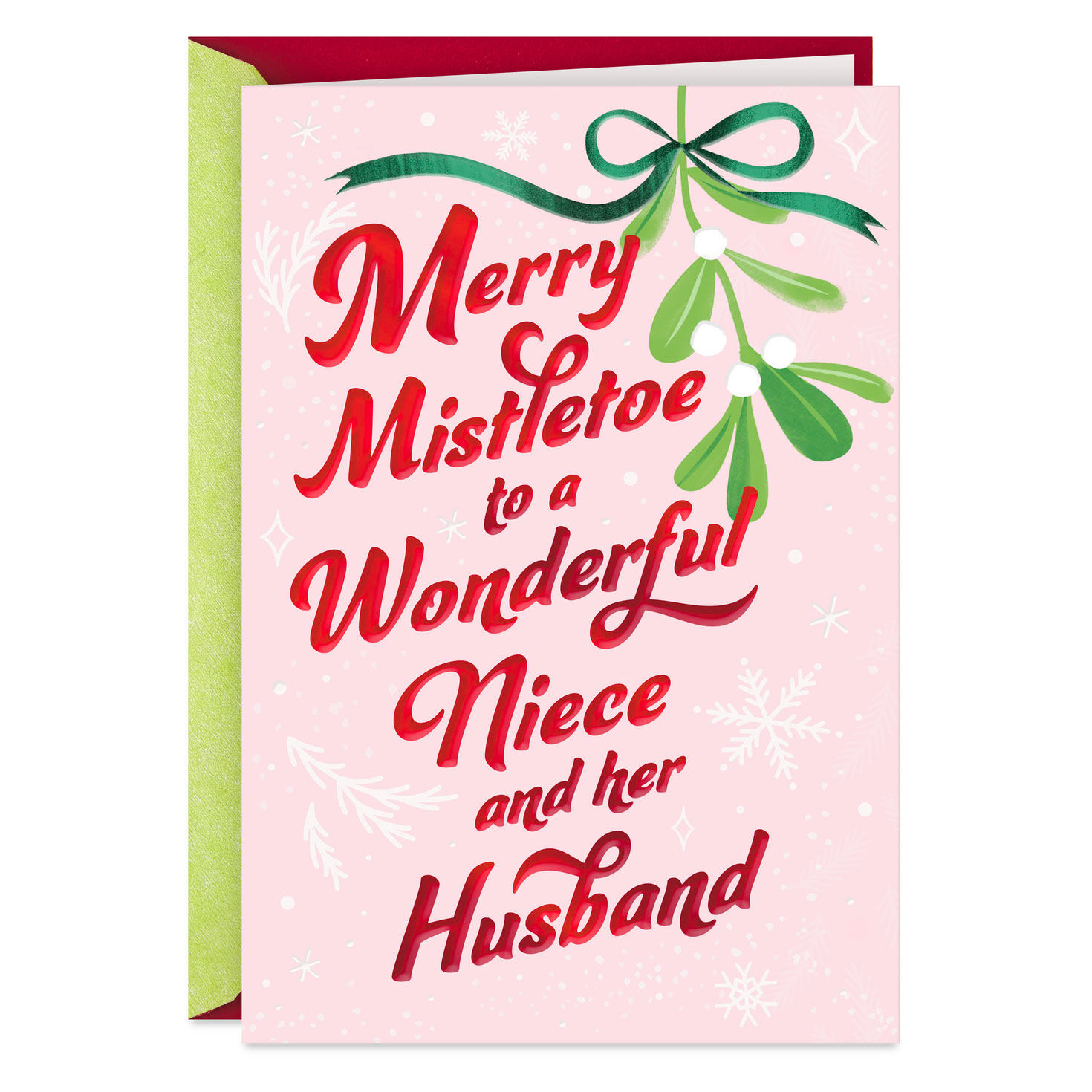 Merry Mistletoe Christmas Card for Niece and Her Husband
