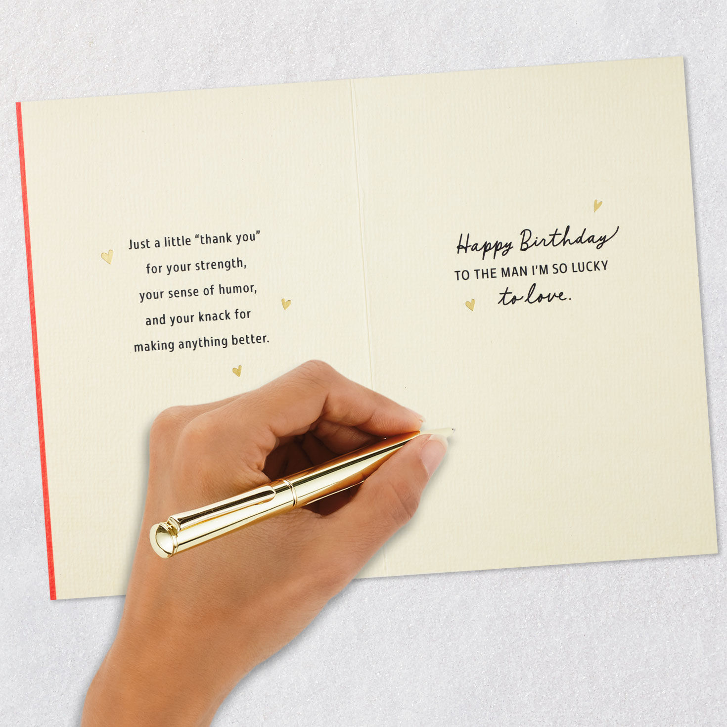 Script on Red Romantic Birthday Card for Husband Signing card image number 7
