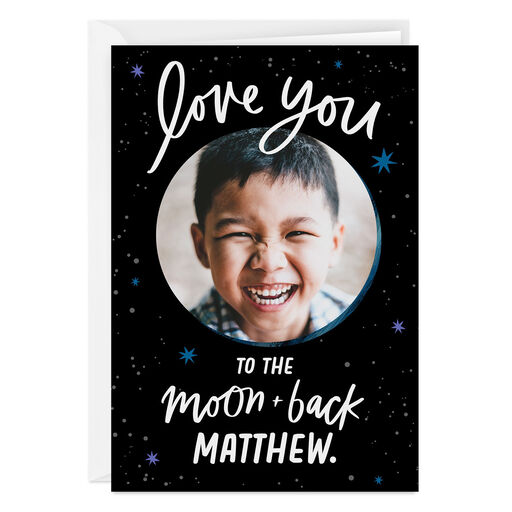 Personalized To the Moon and Back Love Photo Card, 