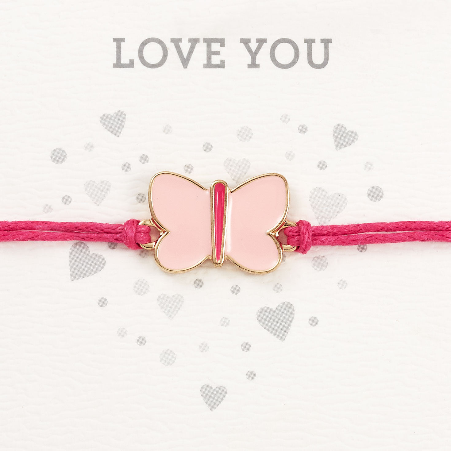 Pink Stuffed Bear with Pink Butterfly Bracelet  image number 2