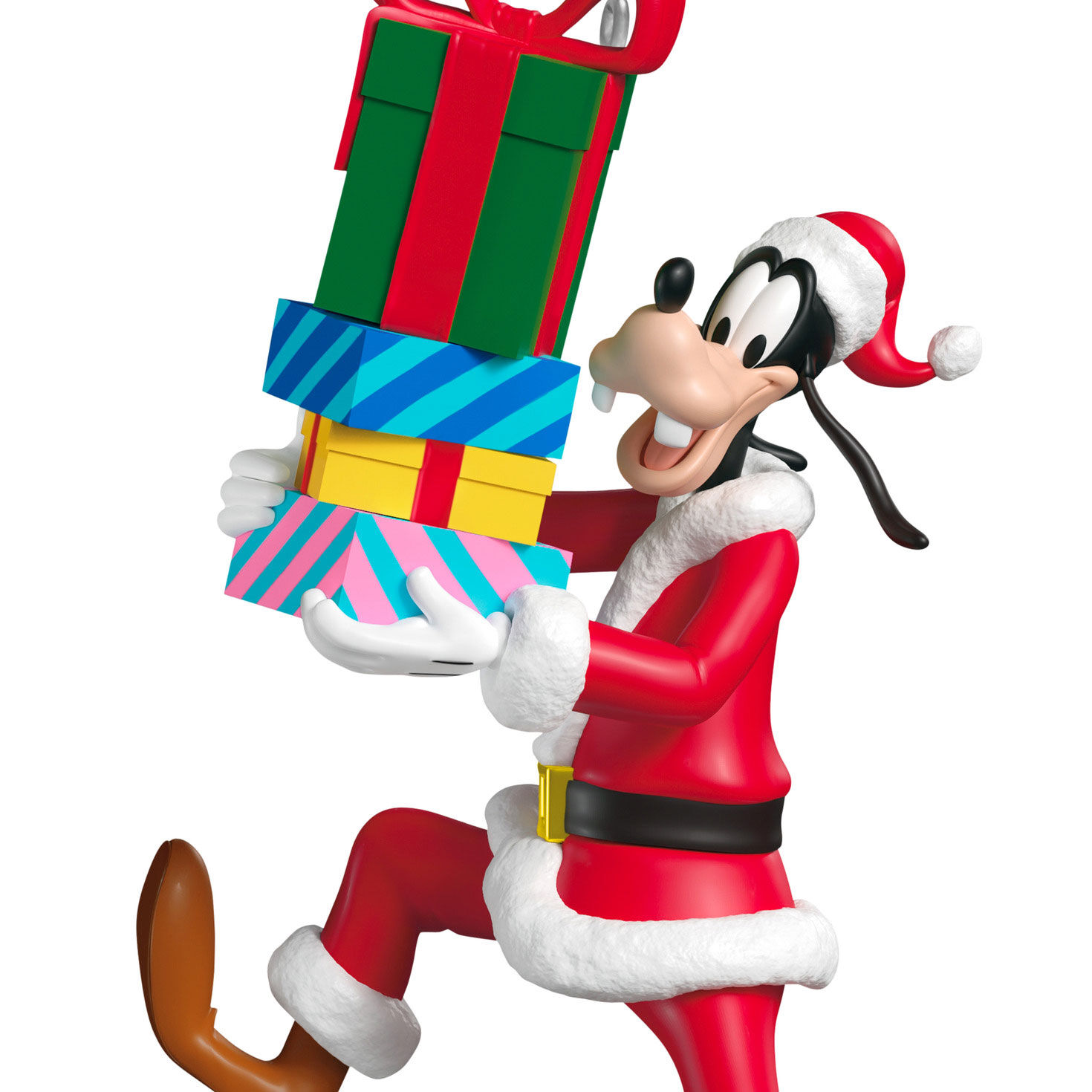 Santa Goofy Holding Presents Keepsake Ornament closeup view image number 5