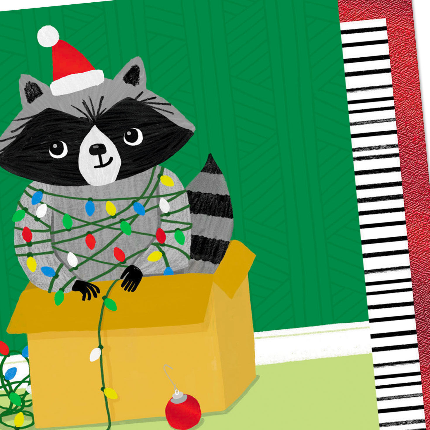 Santa Raccoon in Lights Grandson Christmas Card Card Front Detail image number 4