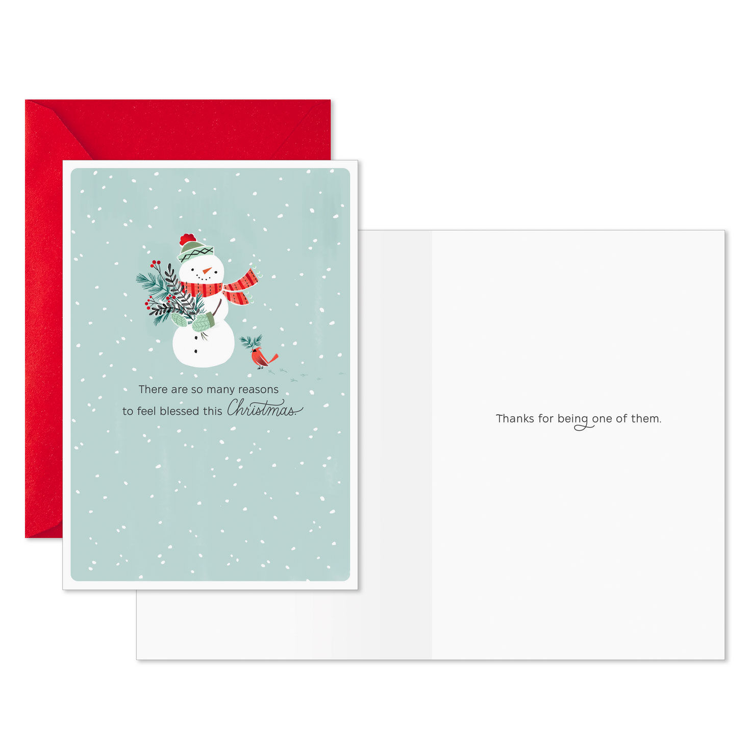 Snowman Christmas Thank You Card Assortment Card Front with Sentiment image number 2