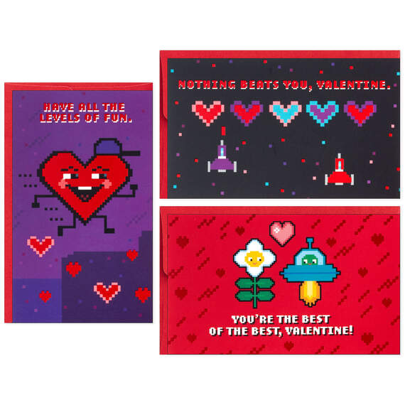 Mini 8-Bit Games Assorted Blank Valentine's Day Note Cards, Pack of 18, , large image number 2