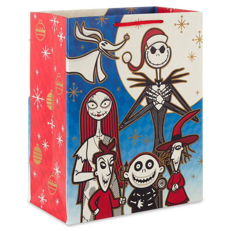 13" Disney Tim Burton's The Nightmare Before Christmas Characters on Blue Large Gift Bag
