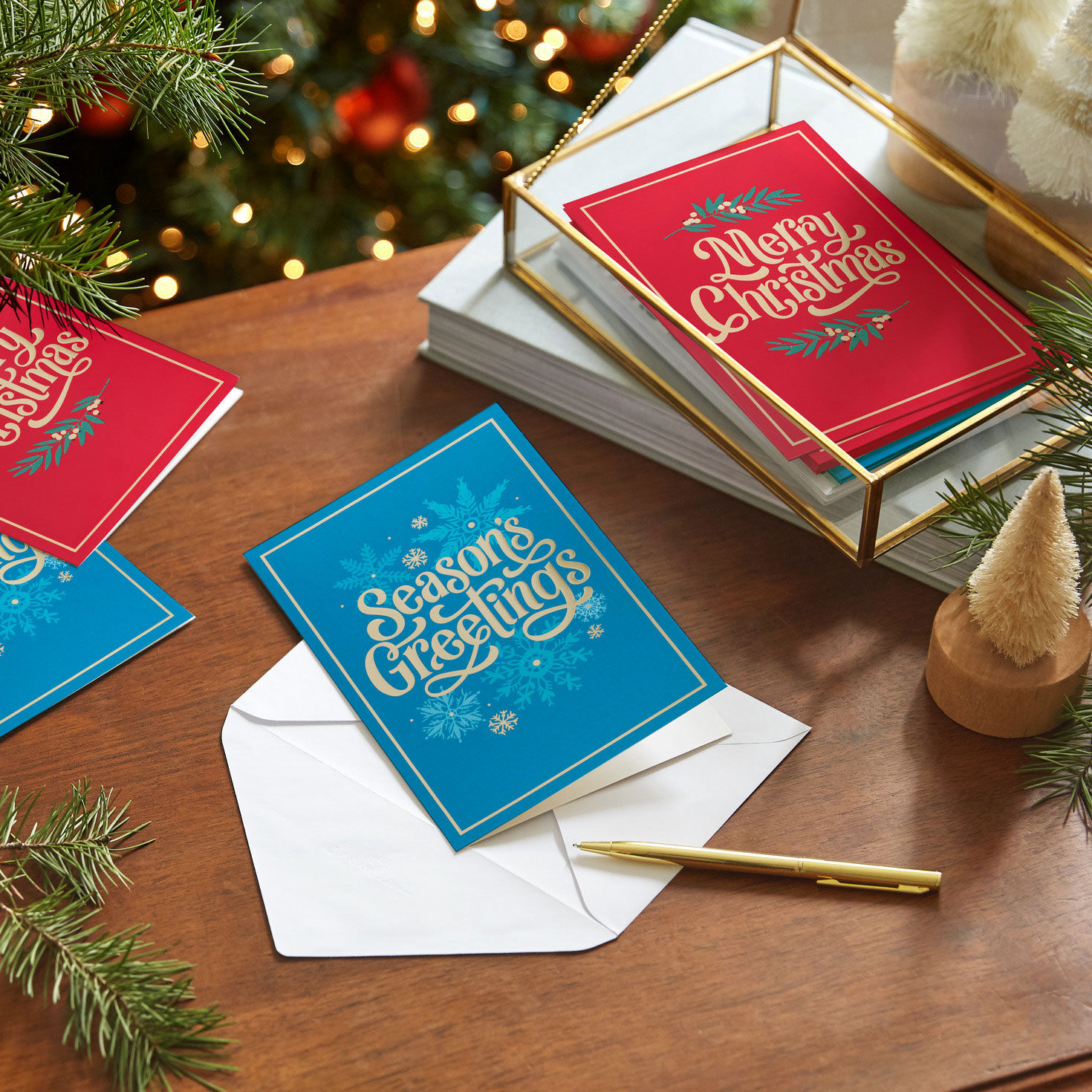 Red and Blue Boxed Christmas Cards Bulk Assortment in use image number 7
