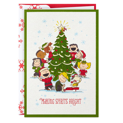Peanuts® Gang Caroling Around Tree Boxed Christmas Cards, Pack of 16, 