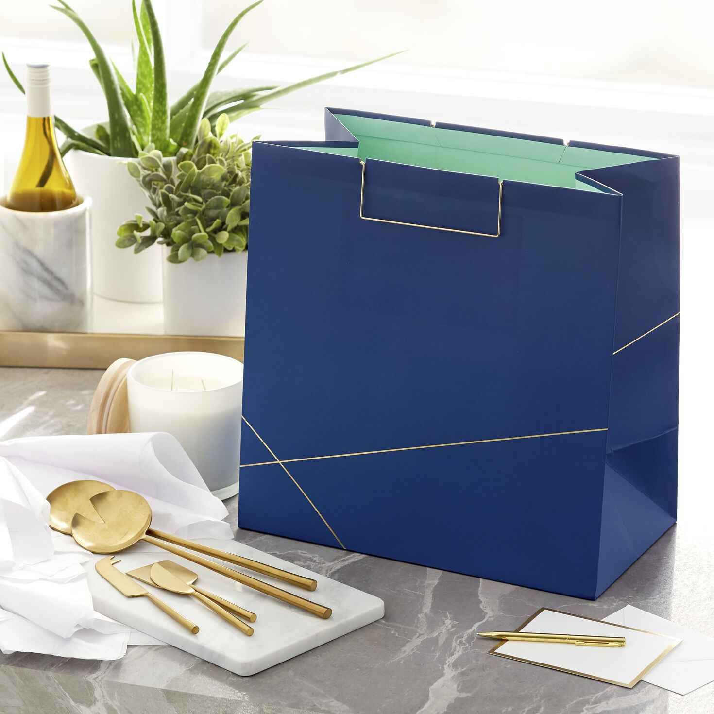 Navy With Gold Extra-Deep Square Gift Bag, 15" for only USD 7.99 | Hallmark