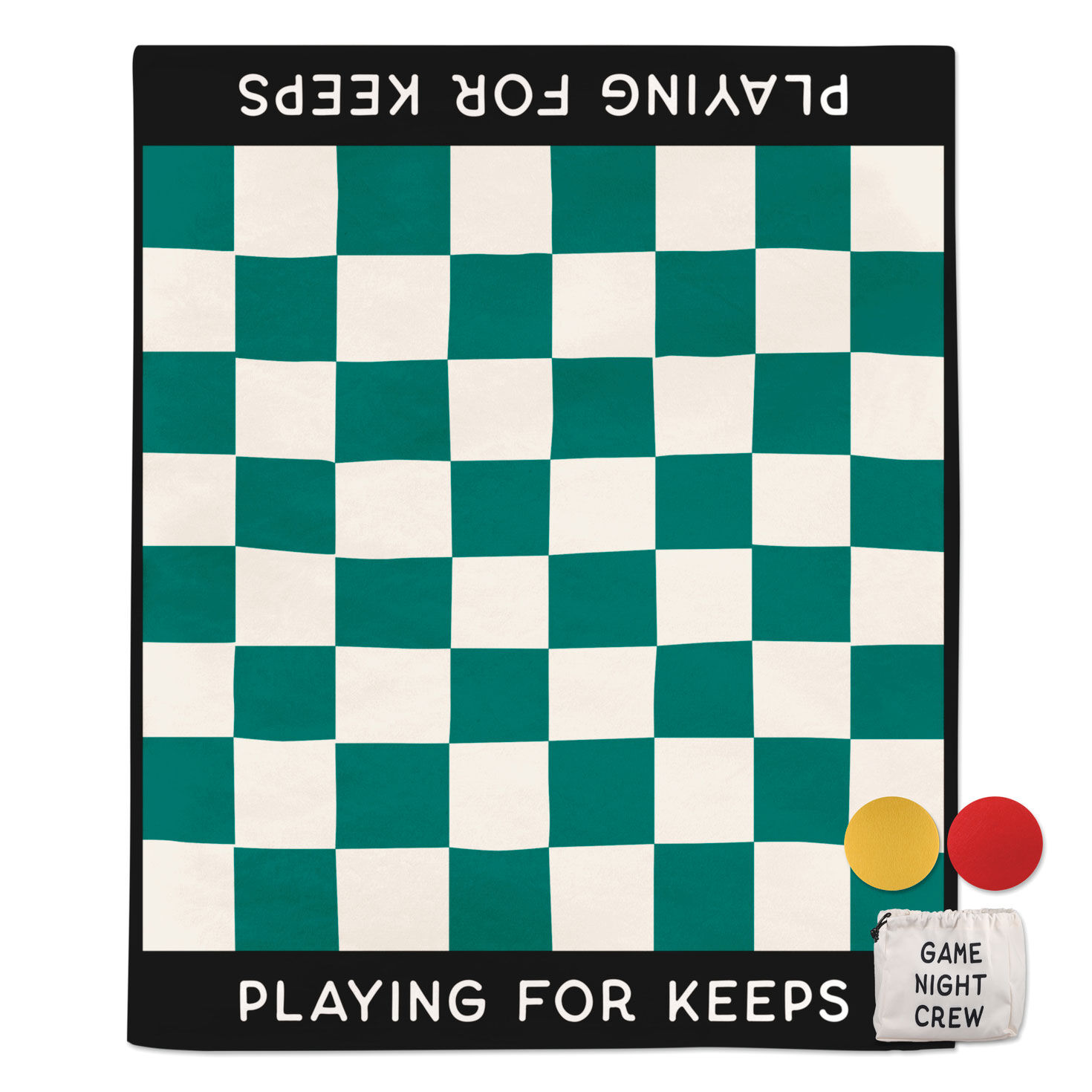 Game Night Checkerboard Blanket With Playing Pieces