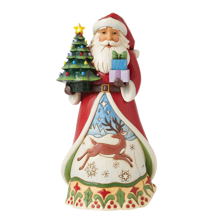Jim Shore Santa With Light-Up Tree Figurine, 10.2"