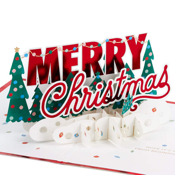 Merry Christmas Trees 3D Pop-Up Christmas Card, , large image number 1
