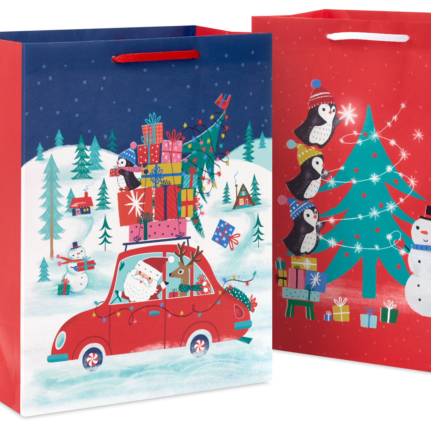 Penguin Holiday Fun 2-Pack Large Gift Bag Bundle back image number 6