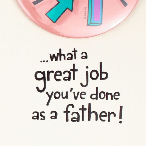 Funny Top 10 Birthday Card For Dad With Button Pin Greeting