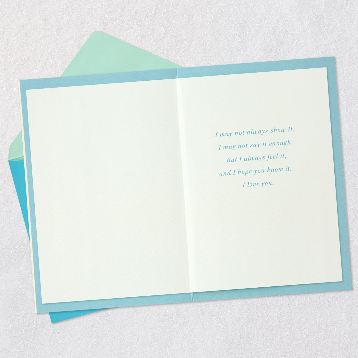 Blue and Gold Vintage Lettering Romantic Love Card Open card with envelope image number 3