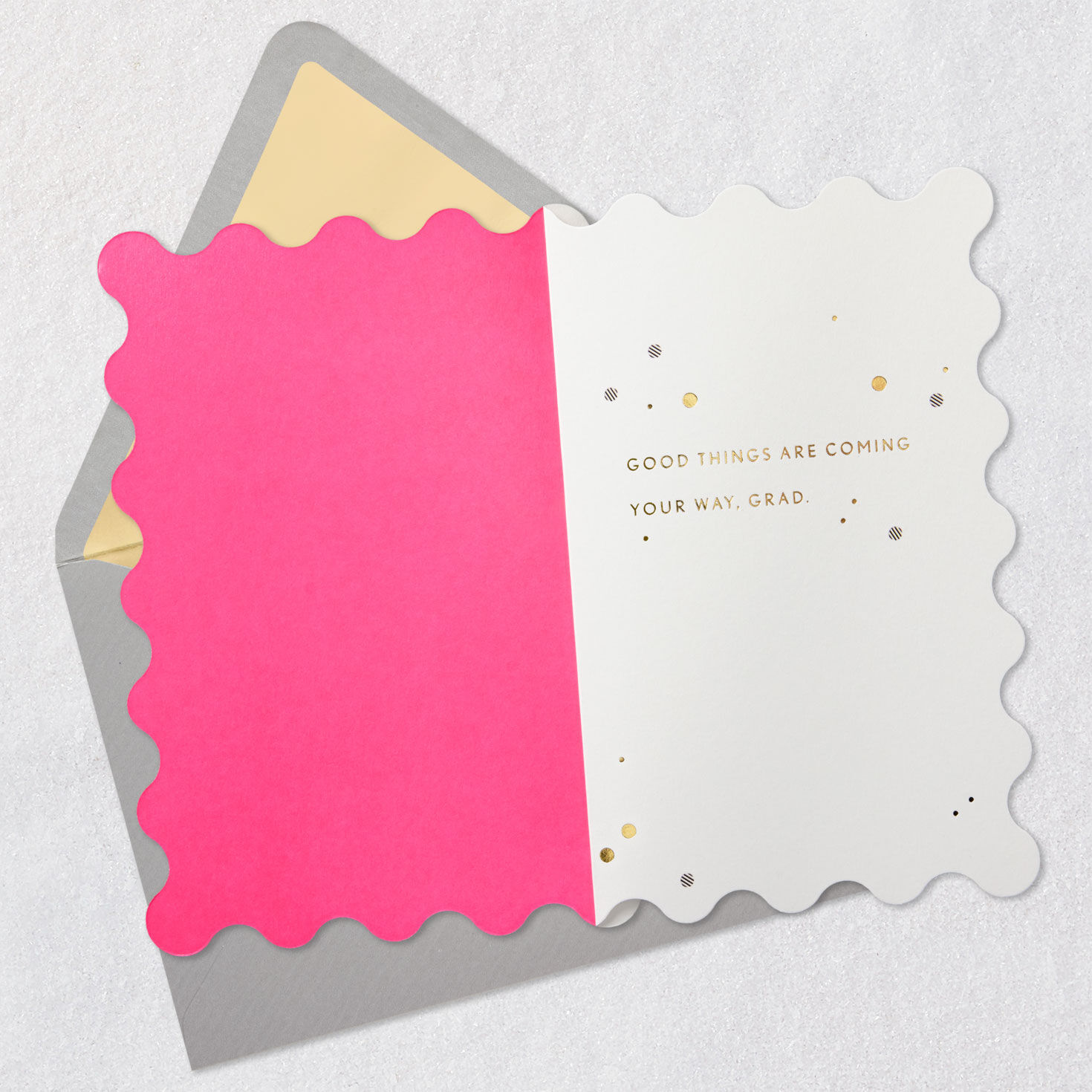Neon Pink and Gold 2026 Graduation Card Open card with envelope image number 3