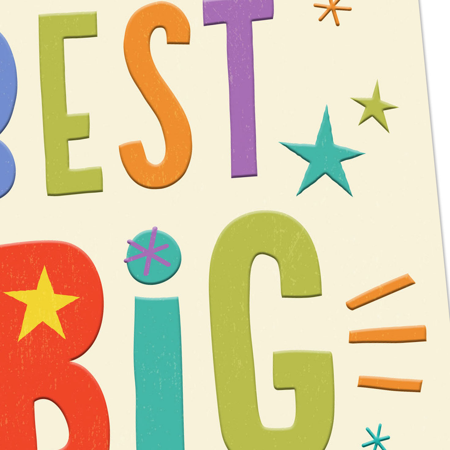Colorful Lettering and Stars Best Big Brother Card Open card with envelope image number 4