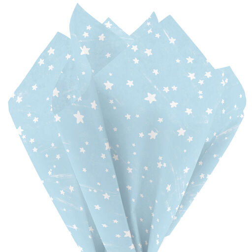 Stars on Pale Blue Tissue Paper, 6 Sheets, 