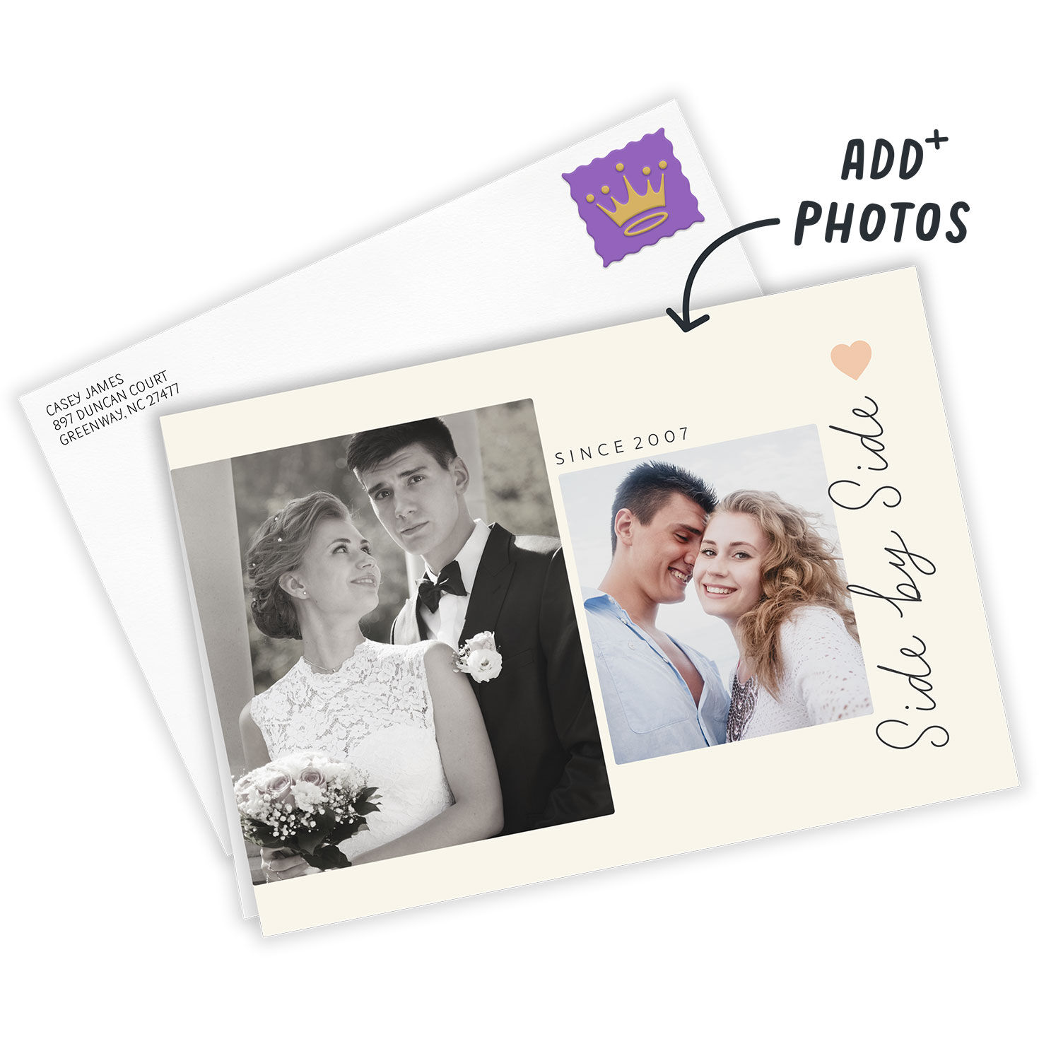 Pink Heart Folded Love Photo Card  image number 2