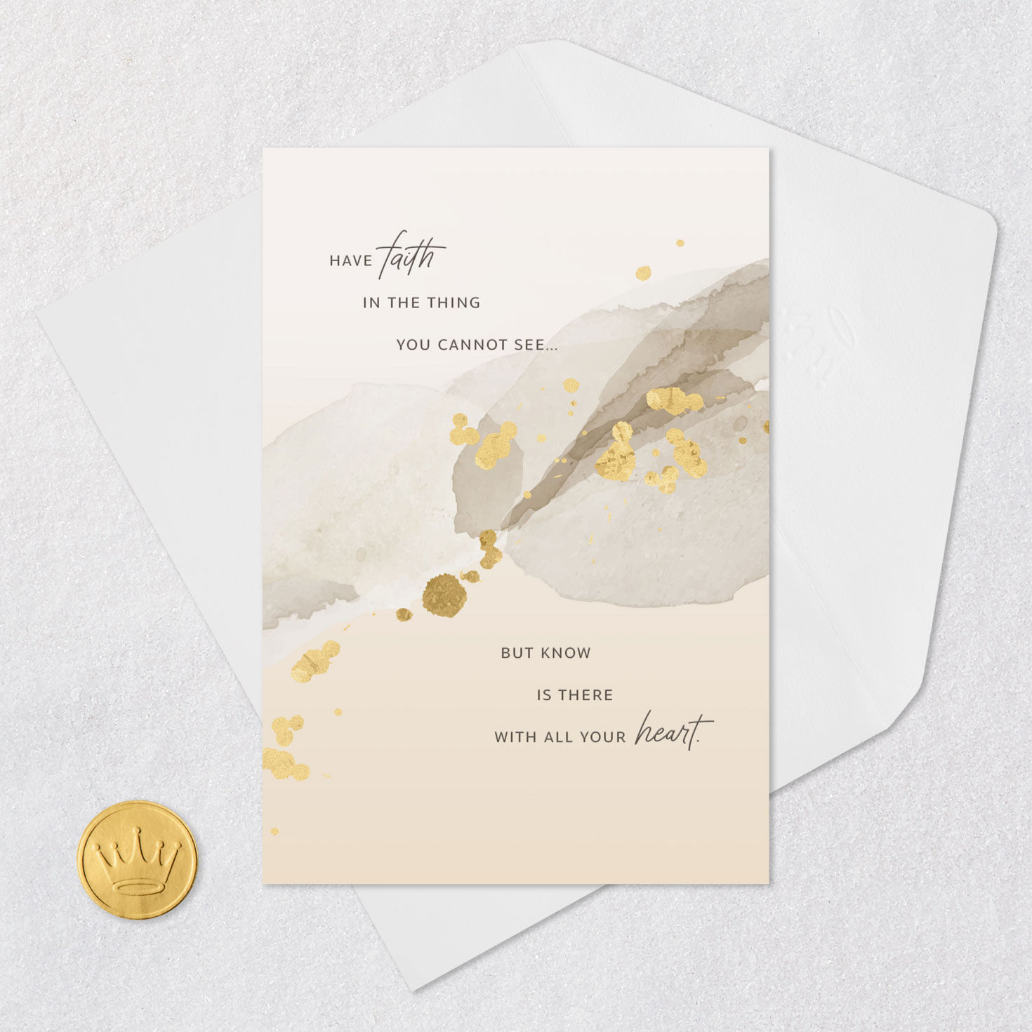 Abstract Splatters in Gold Support Card Card Front with Envelope and Gold Seal image number 5