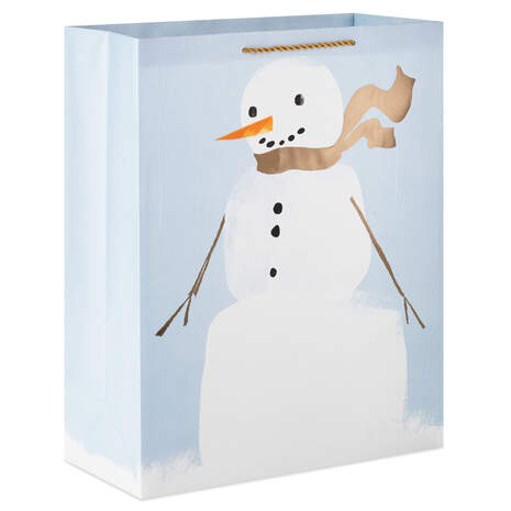 15.5" Watercolor Snowman Extra-Large Holiday Gift Bag, , large