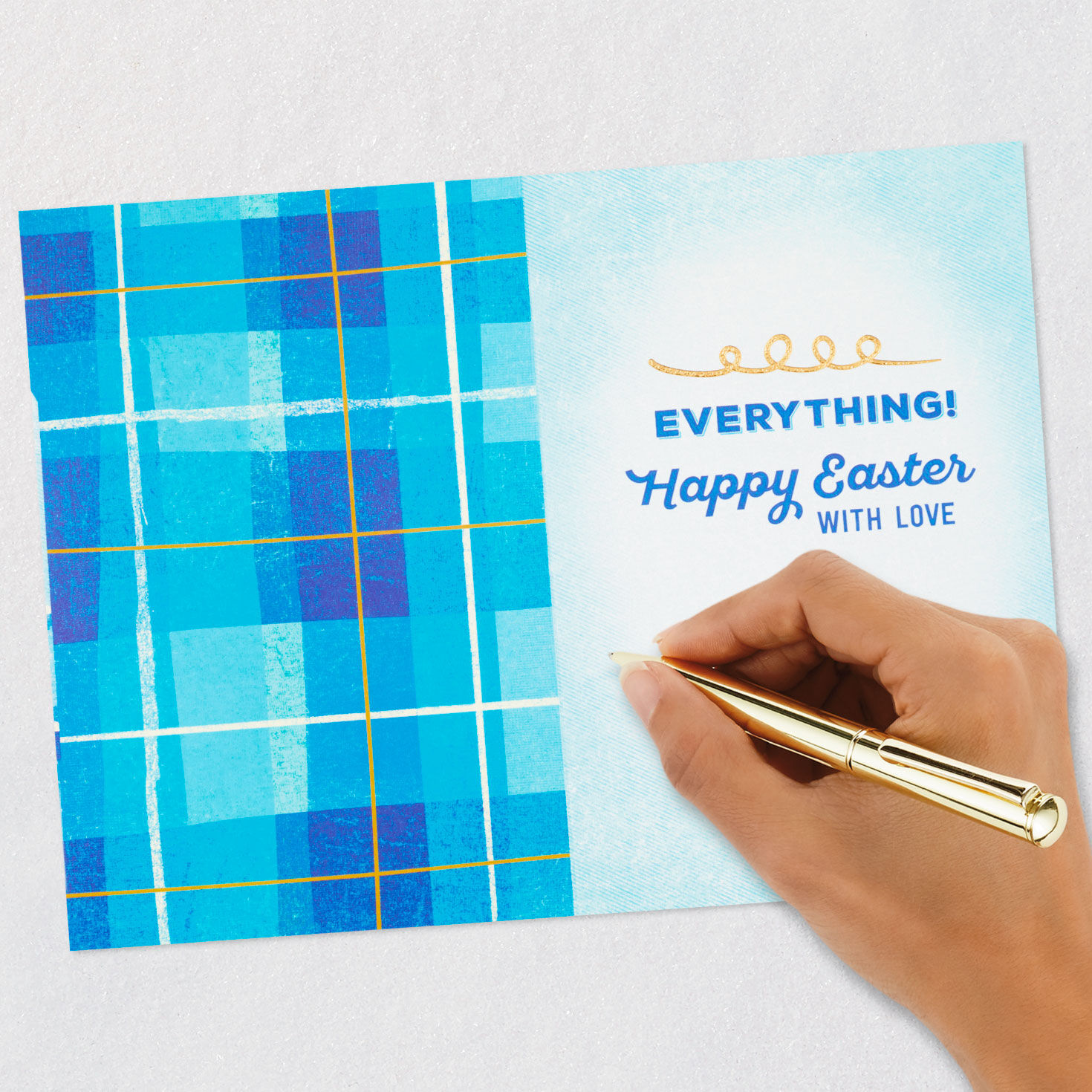 Blue Plaid Egg Easter Card for Grandson, , large image number 6