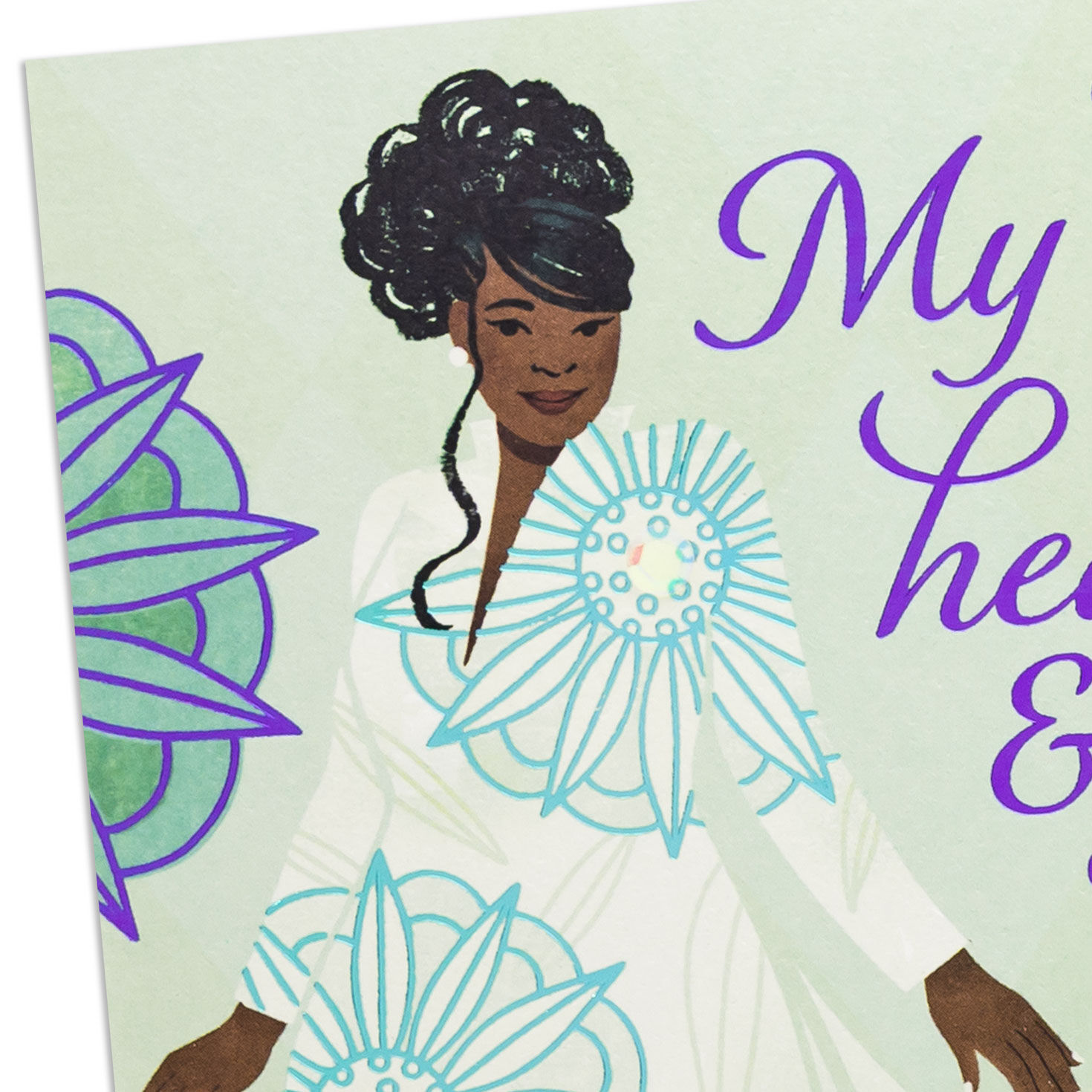 Black Woman in Floral Dress Romantic Mother's Day Card Card Front Detail image number 5