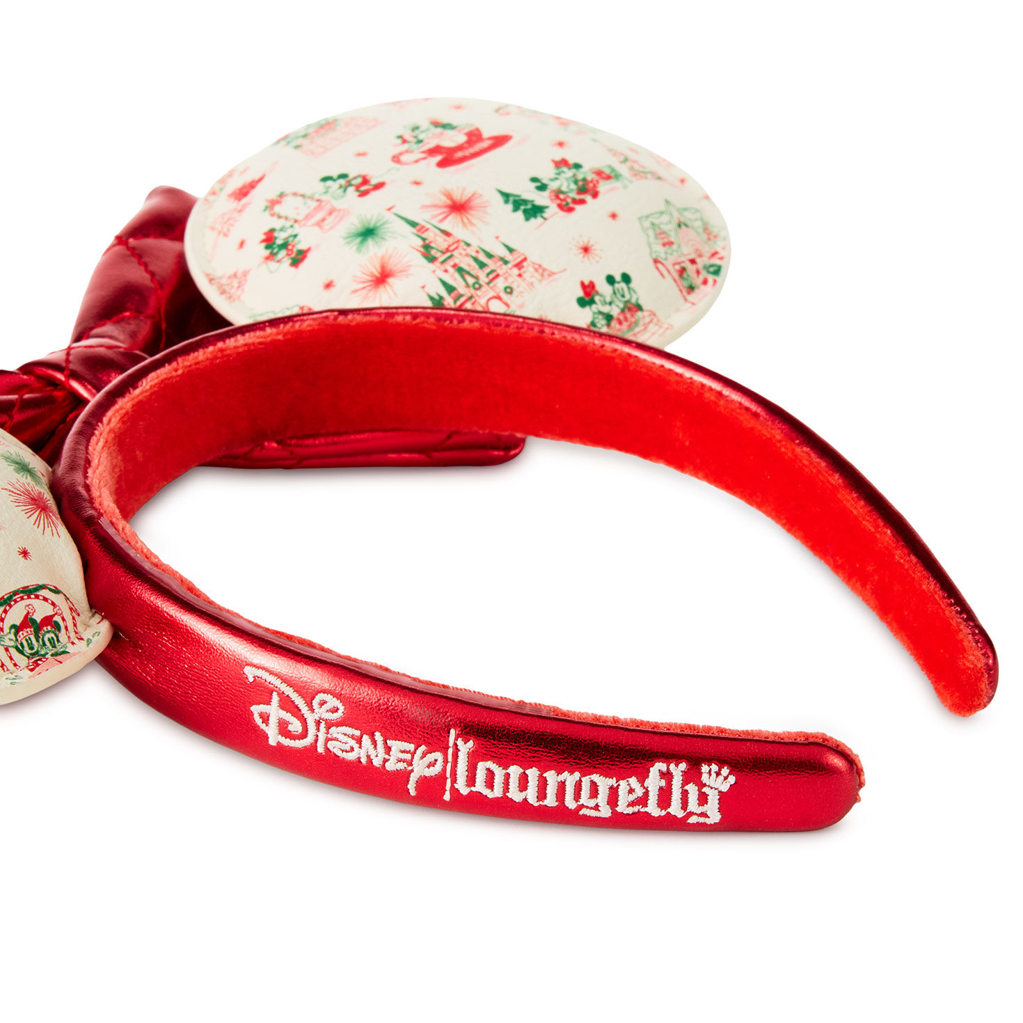Red Gold Cream Minnie Ears Headband upclose detail image number 5