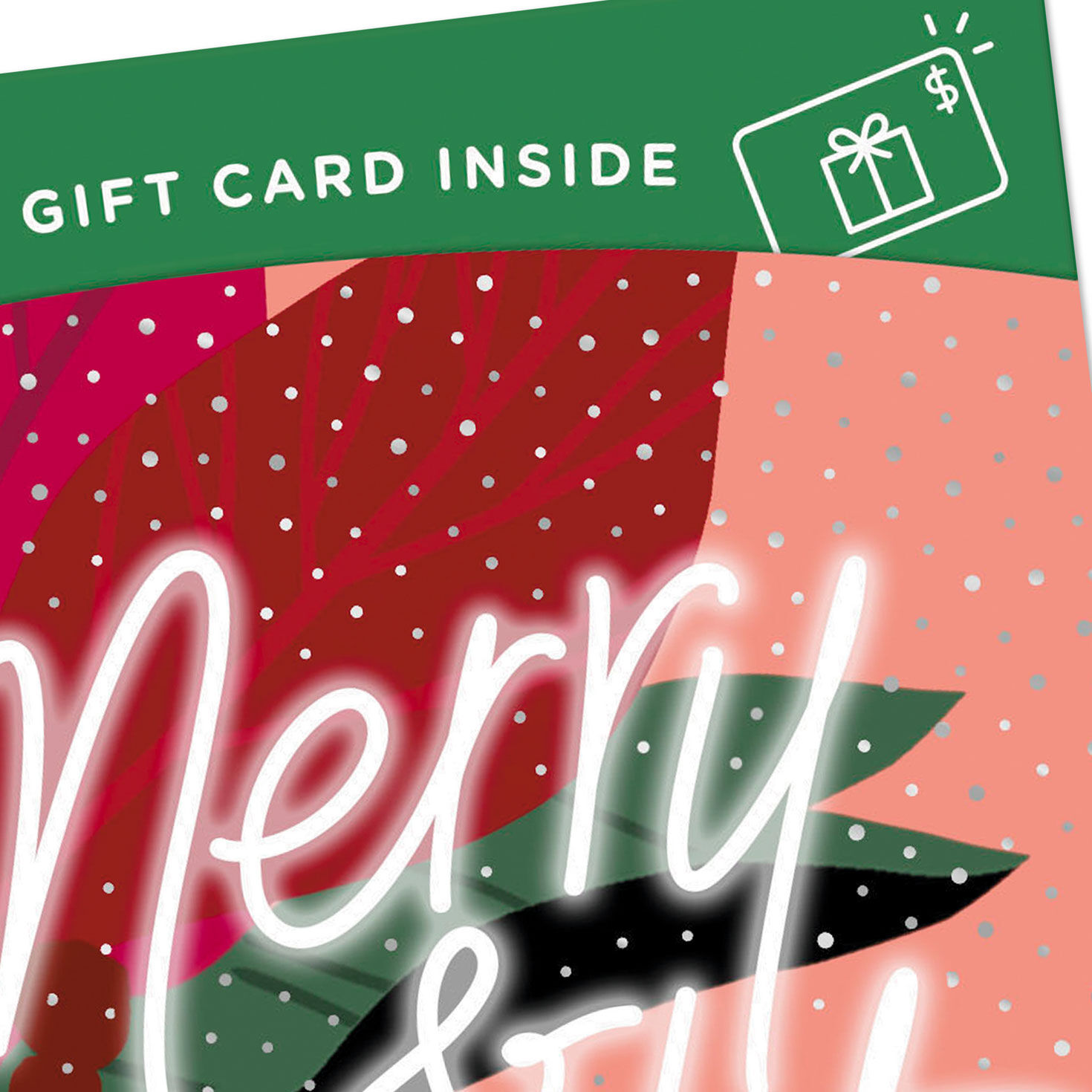 Neon Poinsettia Christmas Gift Card Greeting Card Cover Detail image number 5