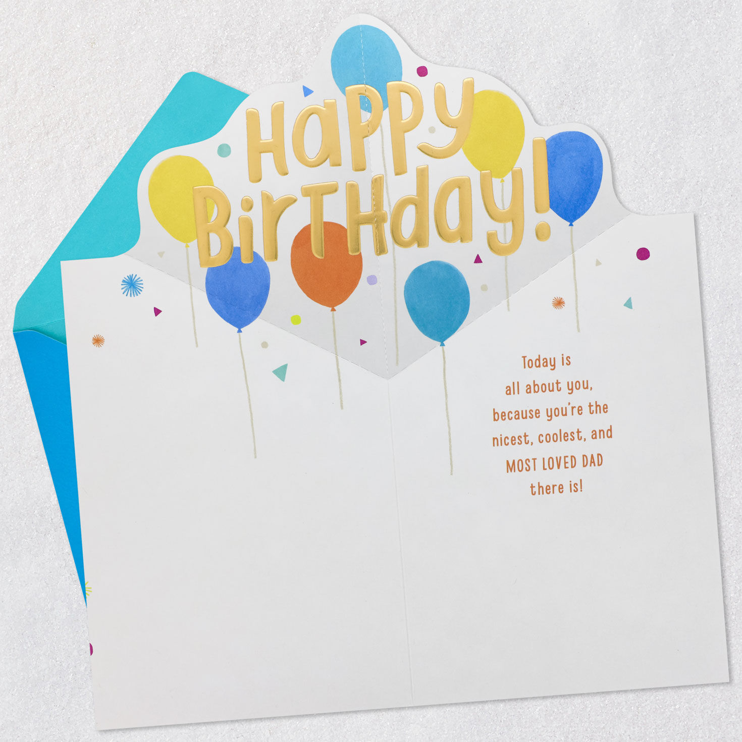 Balloons Pop-Up Birthday Card for Dad Open card with envelope image number 2