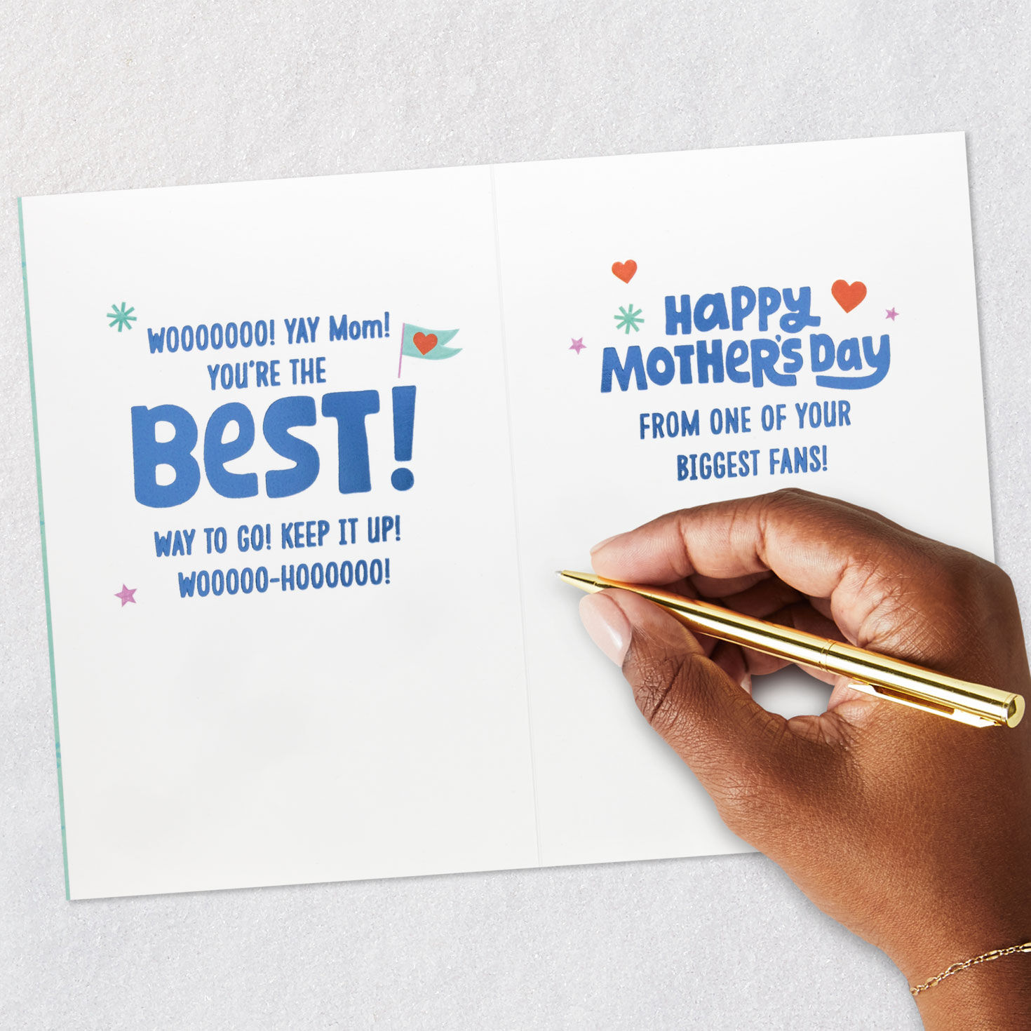 Lettering and Hearts Mom Mother's Day Card From Kids Signing card image number 7