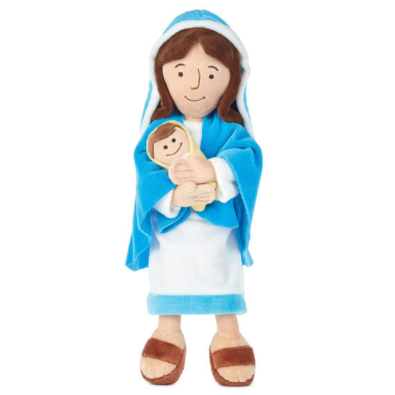Mother Mary Holding Baby Jesus Stuffed Doll, 12.75"
