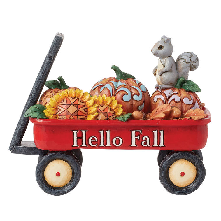 Jim Shore Red Harvest Wagon With Pumpkins Figurine, 4.33" H