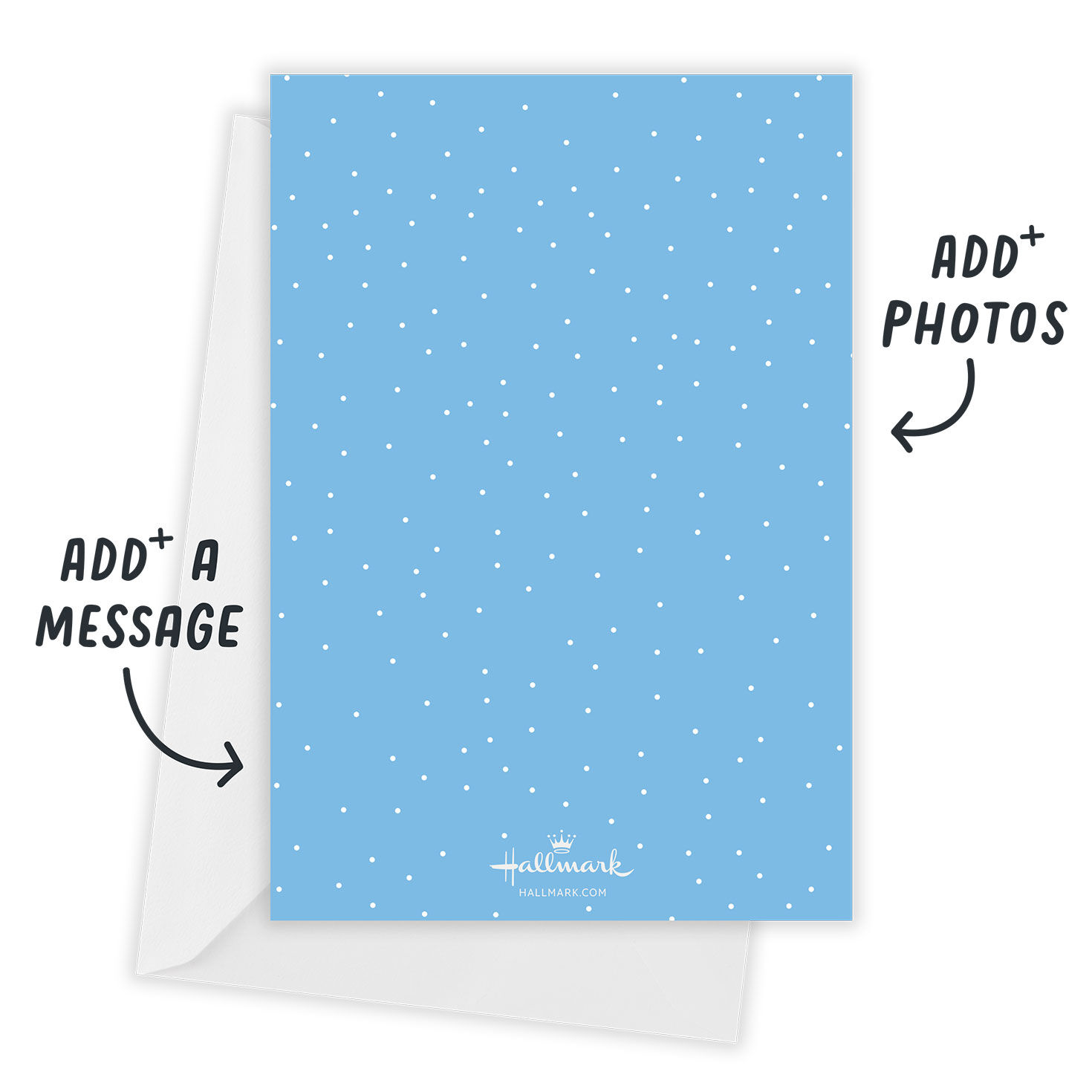 Skiers on Ski Slope Personalized Holiday Photo Card Open Card with Envelope indicating personalization image number 3