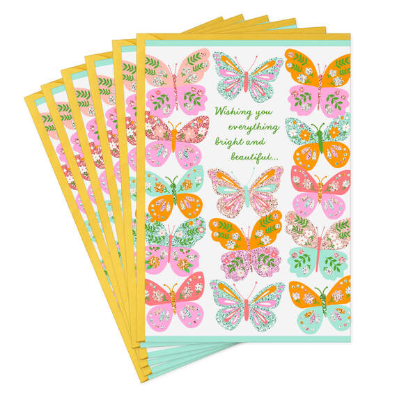 Floral Butterflies Easter Cards, Pack of 6