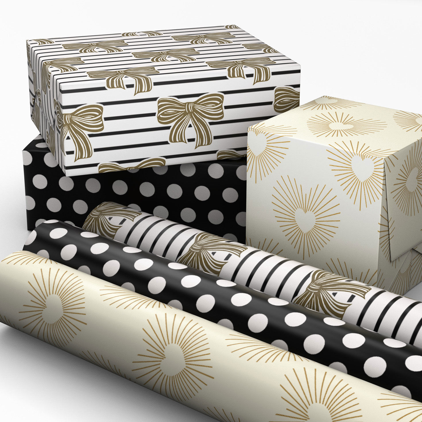 Heart, Dot and Bow Designs Mini Gift Wrap Rolls in use image number 2