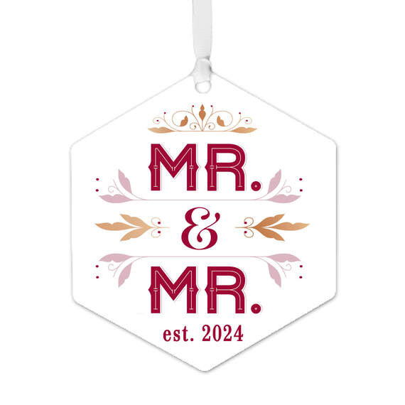 Mr. & Mr. Personalized Text Metal Ornament, , large image number 1