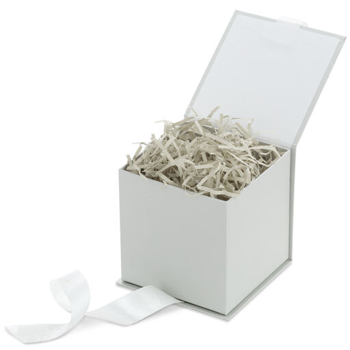 4.3" Small Pearl Gray Gift Box With Shredded Paper Filler, 