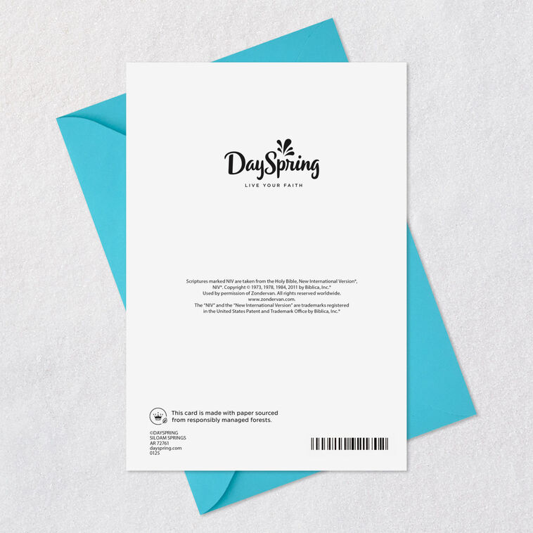 Blue and Coral Flowers Baptism Card for Goddaughter  image number 8