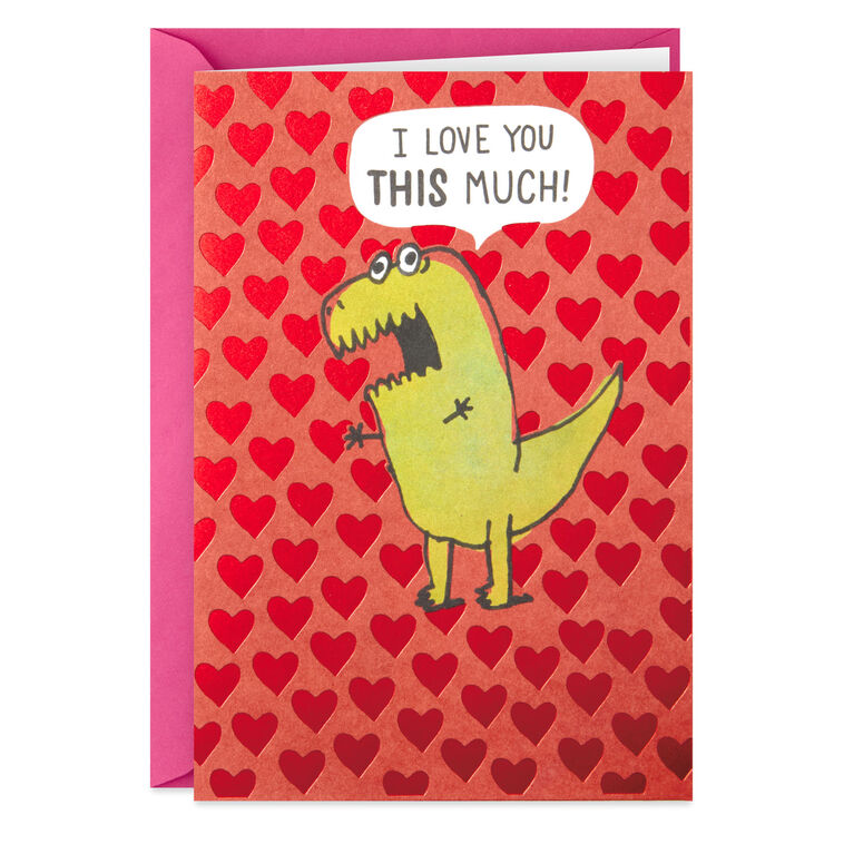 Love You This Much T-Rex Dinosaur Hug Funny Love Card