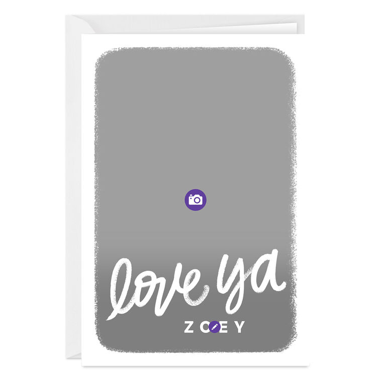Personalized White Outline Love Photo Card  image number 3