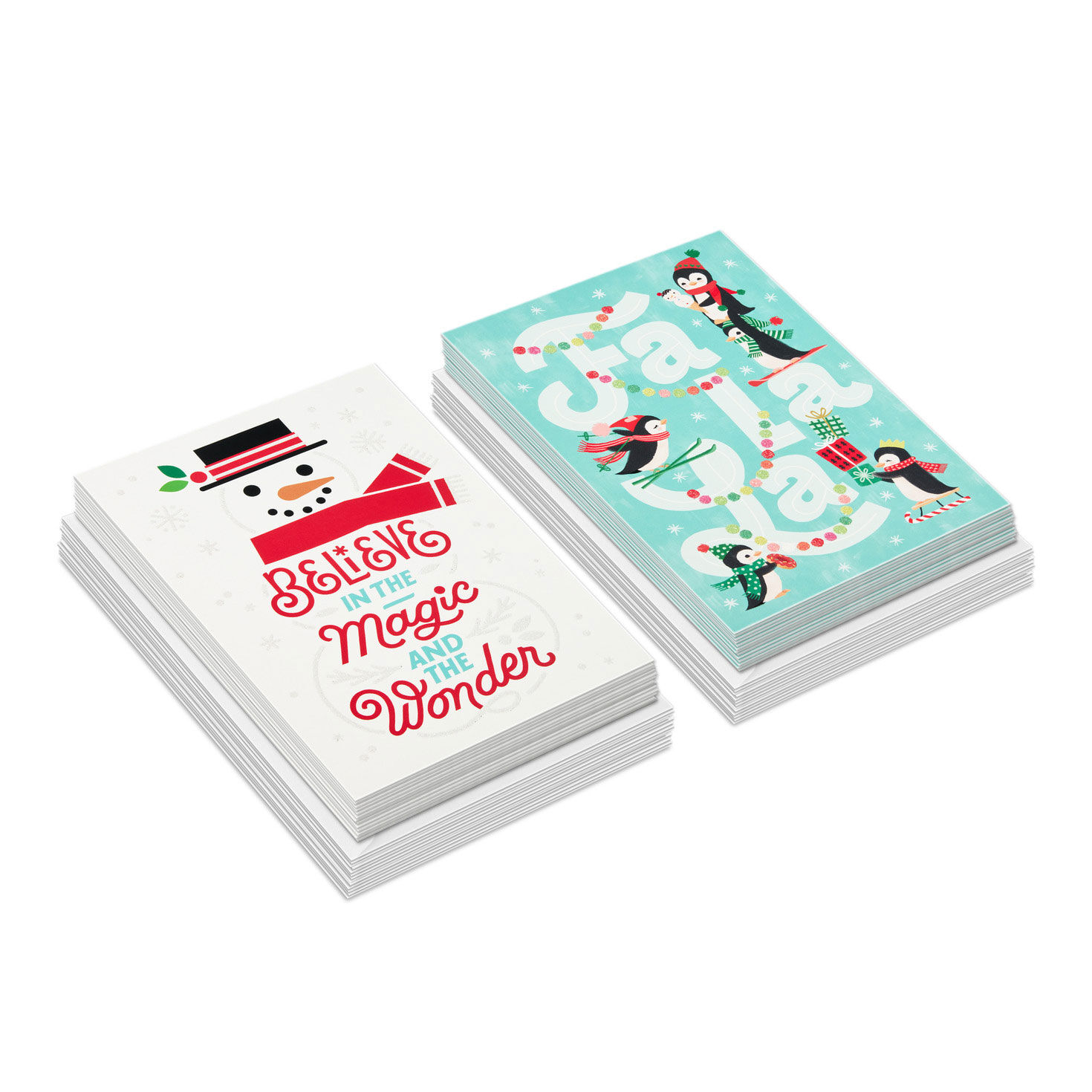 Snowman and Penguins Assorted Boxed Christmas Cards, Pack of 40