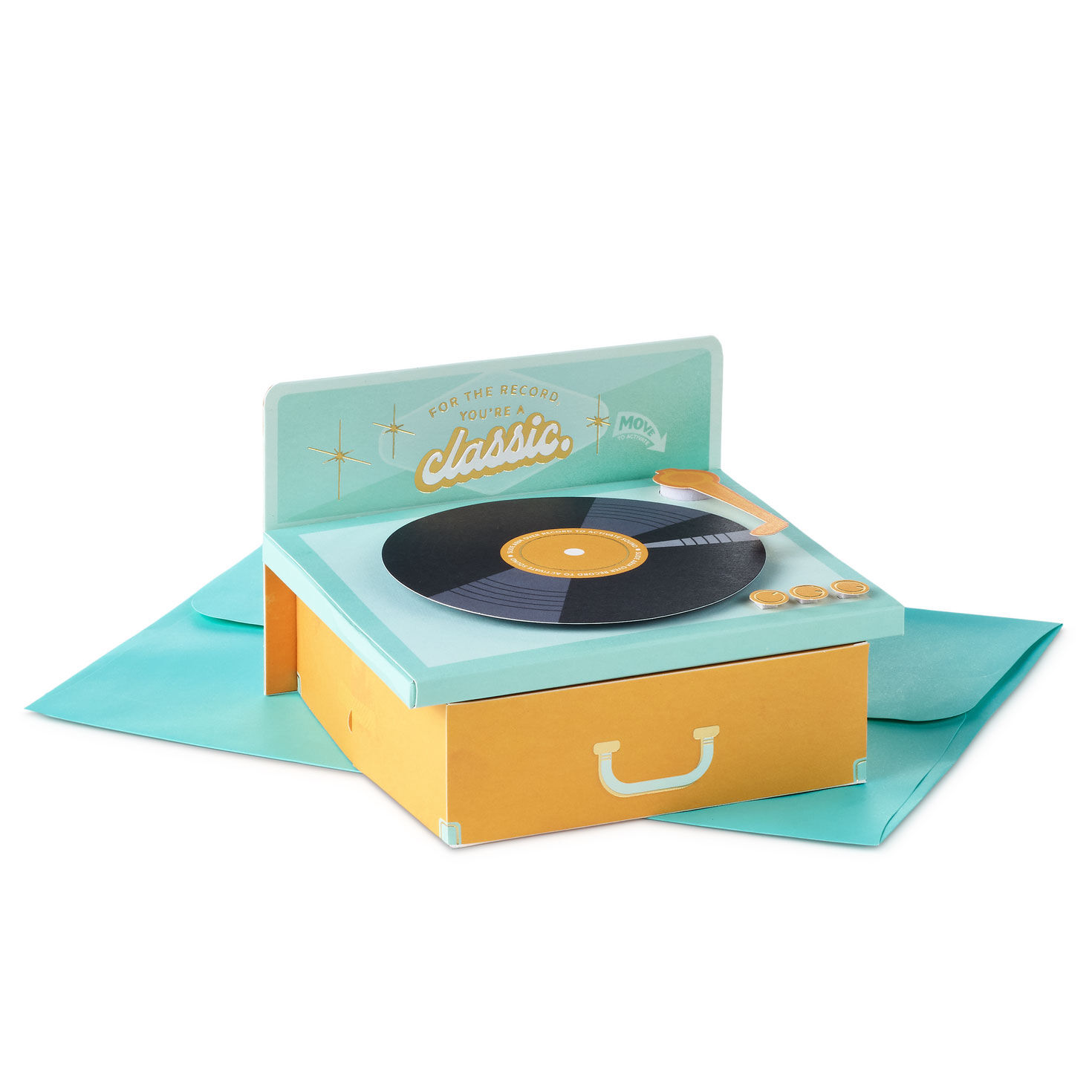 Record Player Musical 3D Pop-Up Birthday Card with Motion