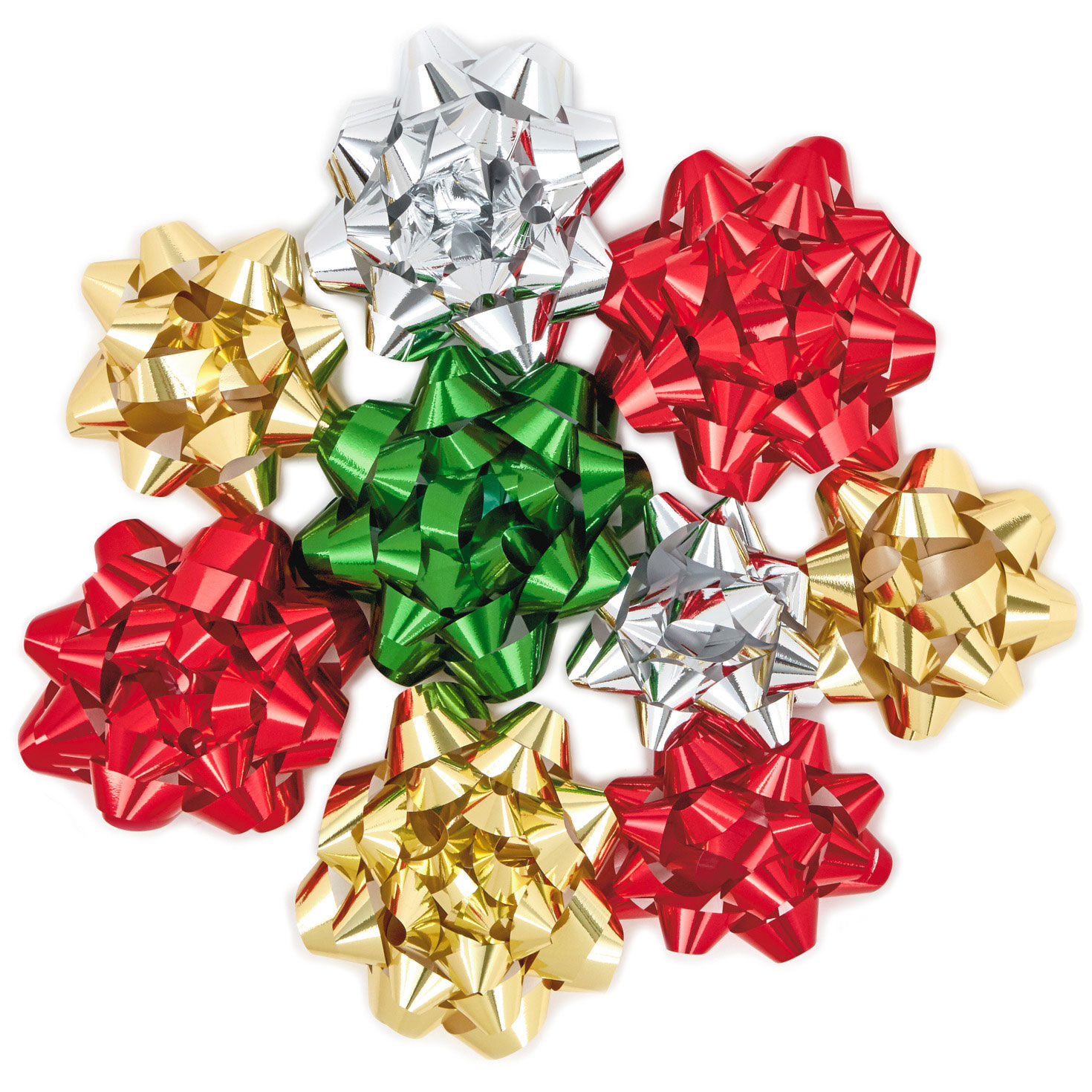 Bag of 8 Assorted Metallic Christmas Gift Bows