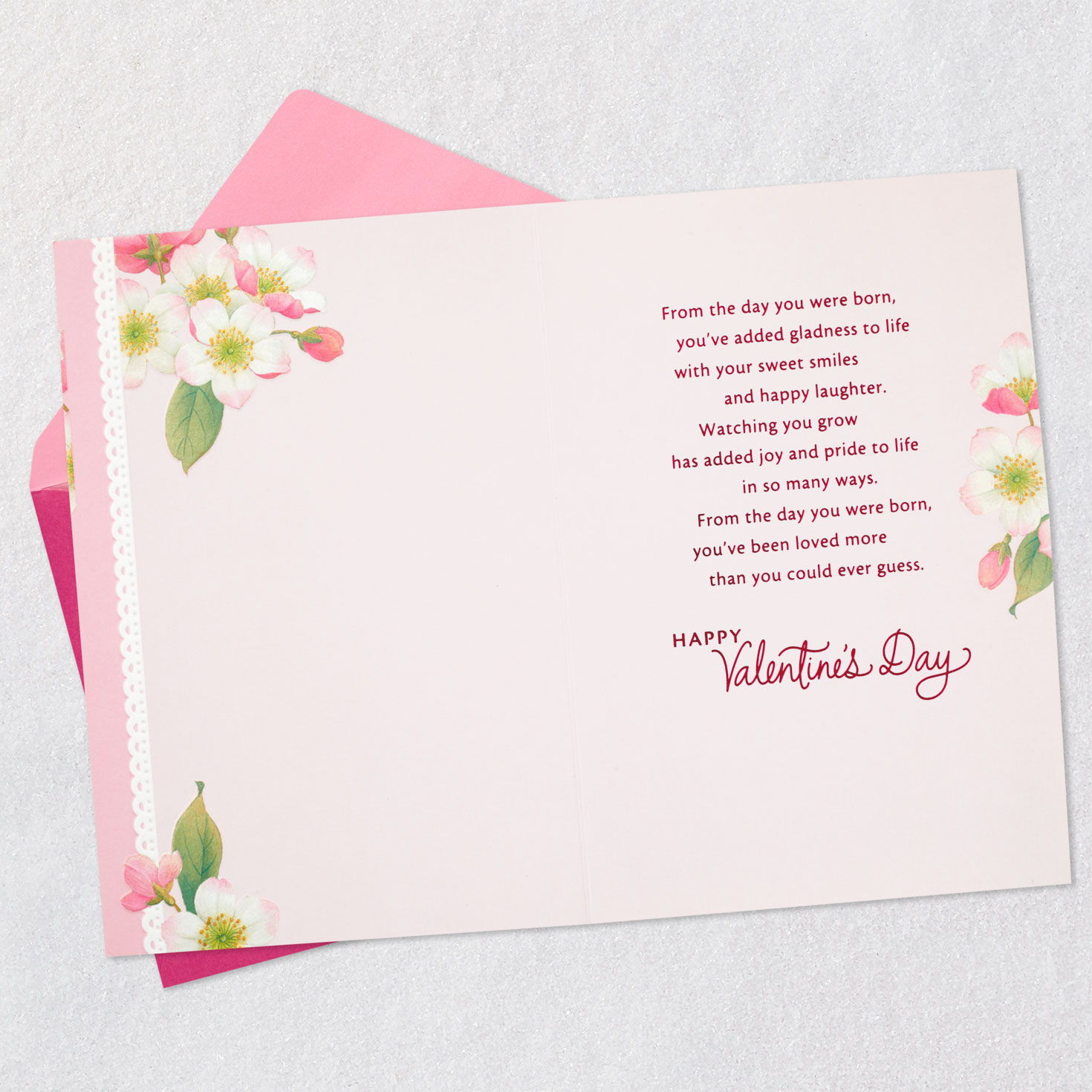 Flower Blossoms Granddaughter Valentine's Day Card Open card with envelope image number 3